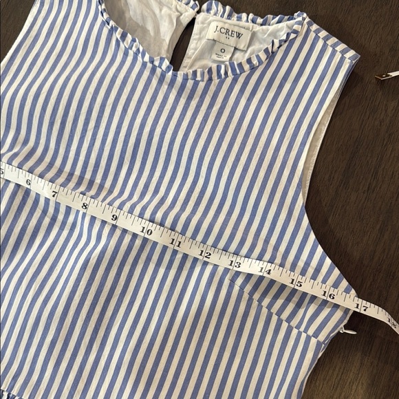 J. Crew Size 0 Blue Sleeveless Midi Dress Striped Tiered Lined Pockets Cotton. - Picture 7 of 10